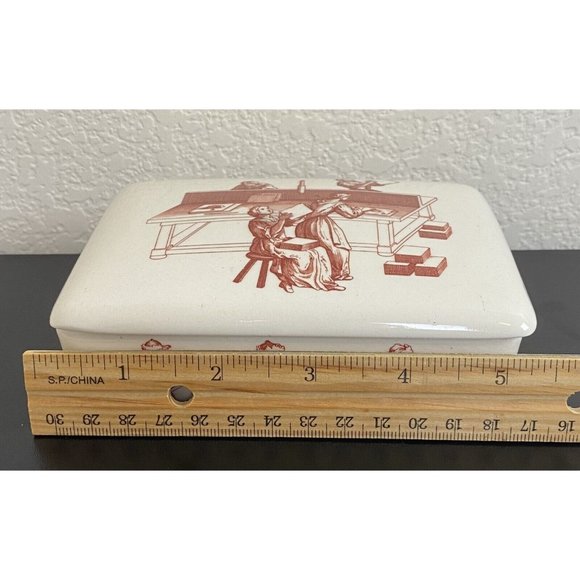 Wedgwood Wiggins Teape Group Papermakers Butter Dish 1961 Trinket Box 5" long - Picture 9 of 10